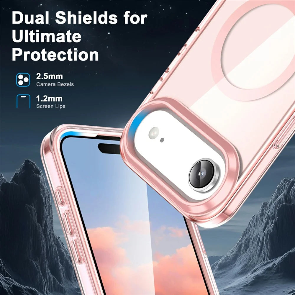 For iPhone Air Case Compatible with MagSafe PC+TPU Clear Phone Cover with PET Screen Film - Pink - 2