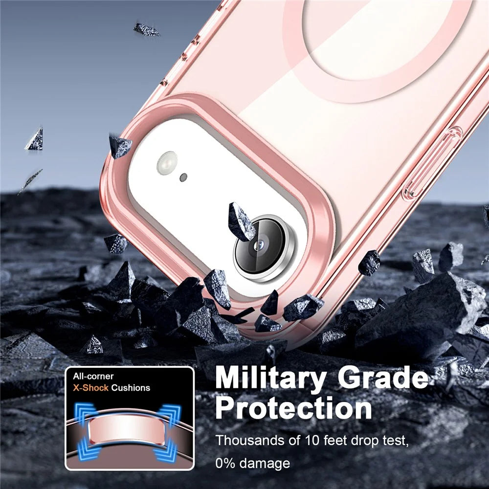 For iPhone Air Case Compatible with MagSafe PC+TPU Clear Phone Cover with PET Screen Film - Pink - 5