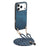 For iPhone 17 Pro Retro Leather Phone Back Cover with Adjustable Strap - Blue - 1
