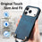 For iPhone 17 Pro Retro Leather Phone Back Cover with Adjustable Strap - Blue - 5
