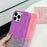 For iPhone 16 Pro Max Case Geometric Diamond Pattern Rhinestone Decor Rubberized TPU Phone Cover - Pink - 4