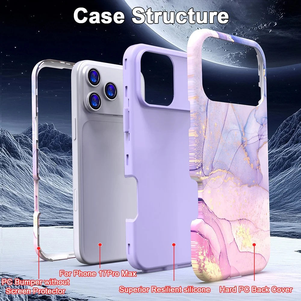For iPhone 17 Pro Max Case Water Transfer Printing PC + TPU Phone Cover - P-GWL10027 - 7