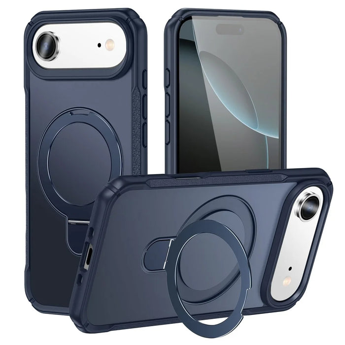 For iPhone Air Shockproof Case TPU + PC Phone Cover Compatible with MagSafe Rotating Kickstand - Sapphire - 1
