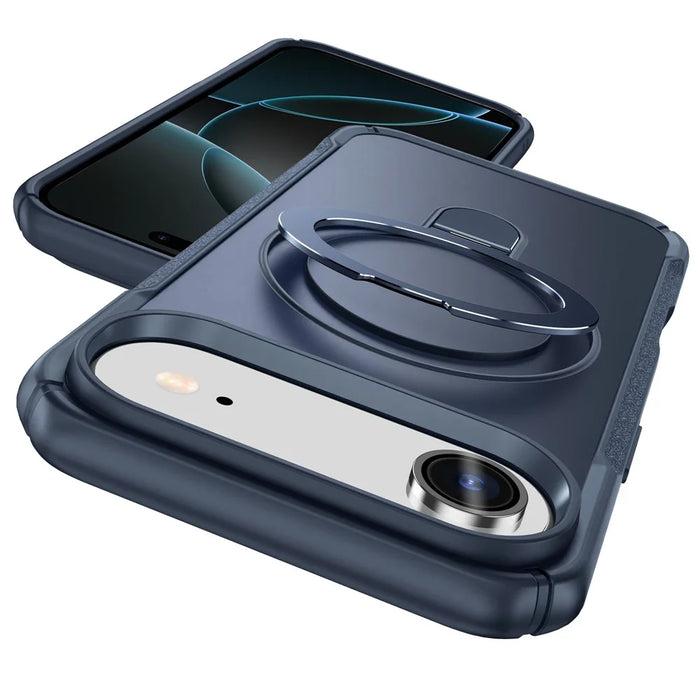 For iPhone Air Shockproof Case TPU + PC Phone Cover Compatible with MagSafe Rotating Kickstand - Sapphire - 2