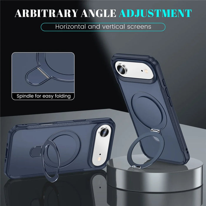 For iPhone Air Shockproof Case TPU + PC Phone Cover Compatible with MagSafe Rotating Kickstand - Sapphire - 5