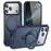 For iPhone 17 Pro Max Shockproof Case TPU + PC Phone Cover Compatible with MagSafe Rotating Kickstand - Sapphire - 1