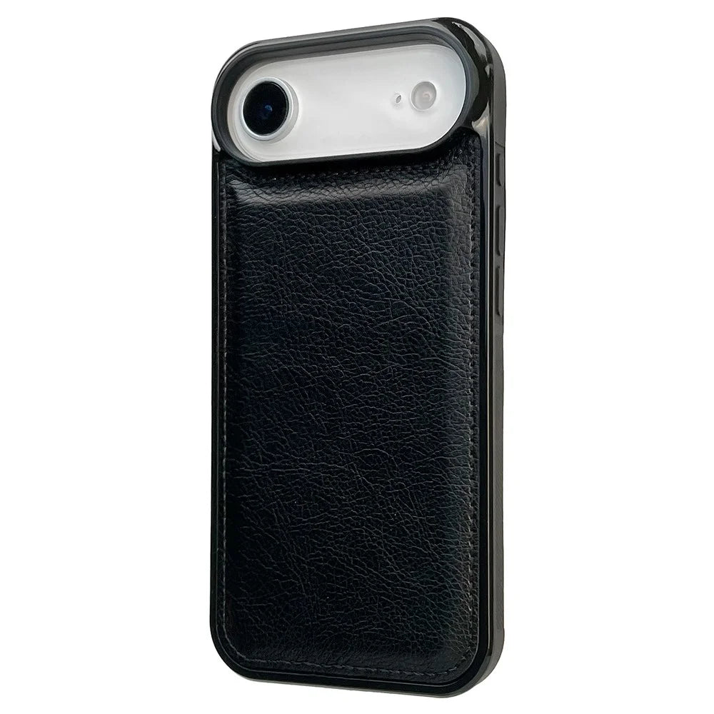 For iPhone Air Case Calf Texture PU Leather Anti Fingerprint Back Phone Cover - Black - 1