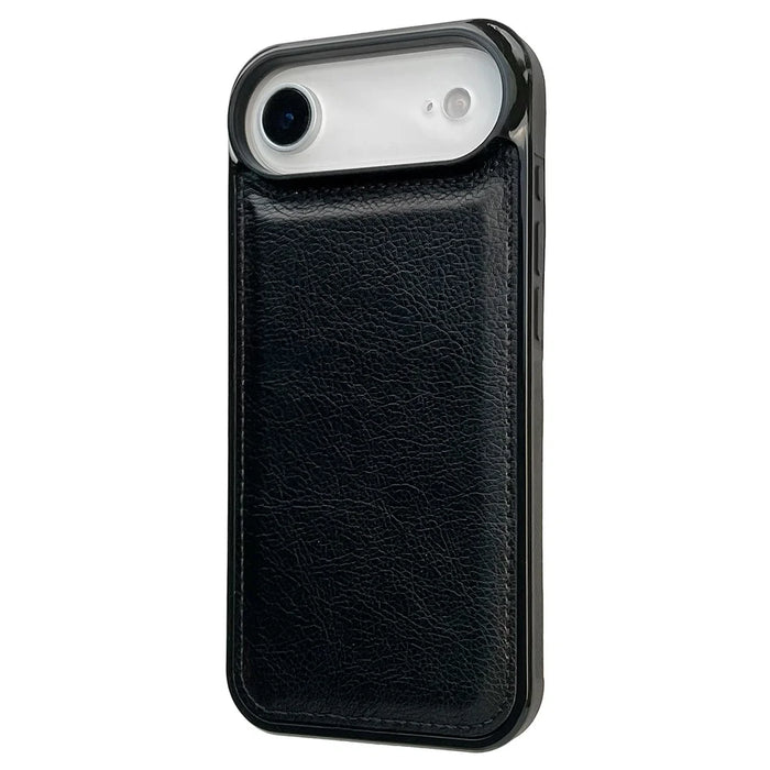 For iPhone Air Case Calf Texture PU Leather Anti Fingerprint Back Phone Cover - Black - 1