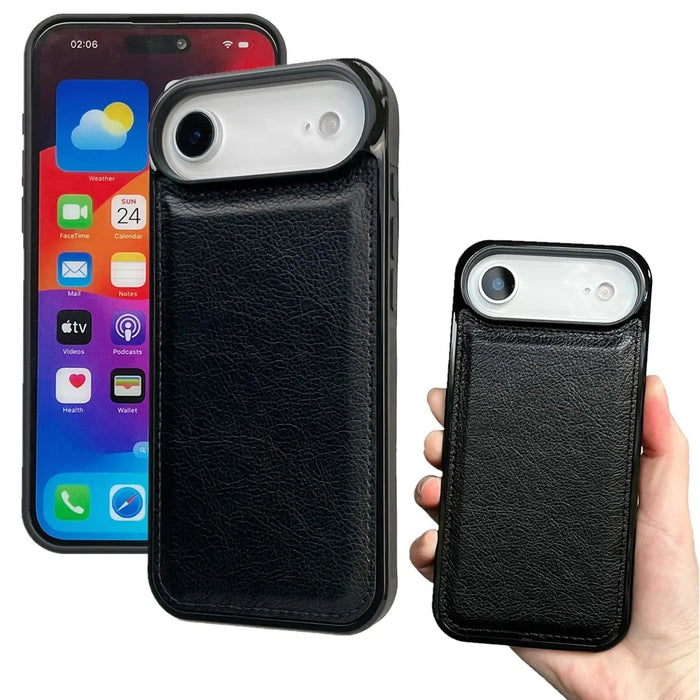 For iPhone Air Case Calf Texture PU Leather Anti Fingerprint Back Phone Cover - Black - 2