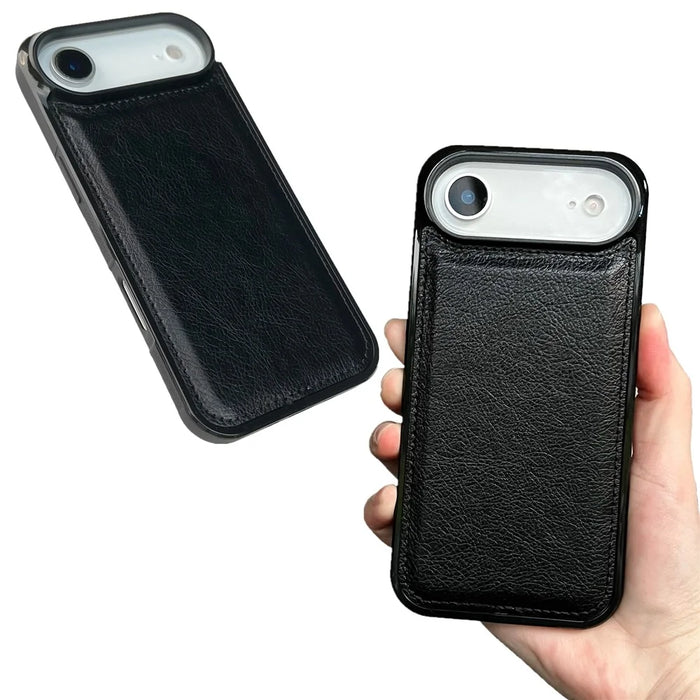For iPhone Air Case Calf Texture PU Leather Anti Fingerprint Back Phone Cover - Black - 4