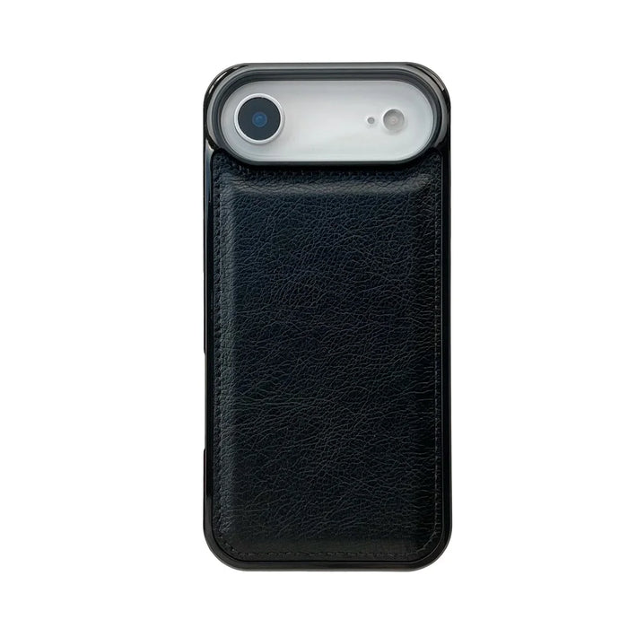 For iPhone Air Case Calf Texture PU Leather Anti Fingerprint Back Phone Cover - Black - 5