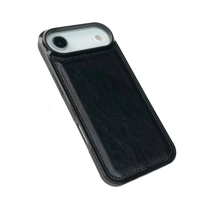 For iPhone Air Case Calf Texture PU Leather Anti Fingerprint Back Phone Cover - Black - 6