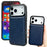 For iPhone 17 Pro Case Calf Texture PU Leather Anti Fingerprint Back Phone Cover - Blue - 2