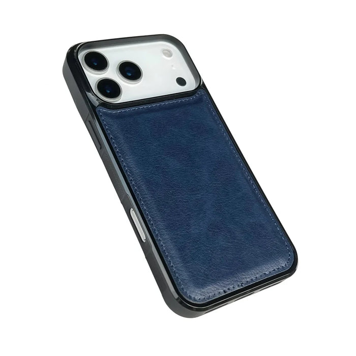 For iPhone 17 Pro Case Calf Texture PU Leather Anti Fingerprint Back Phone Cover - Blue - 6