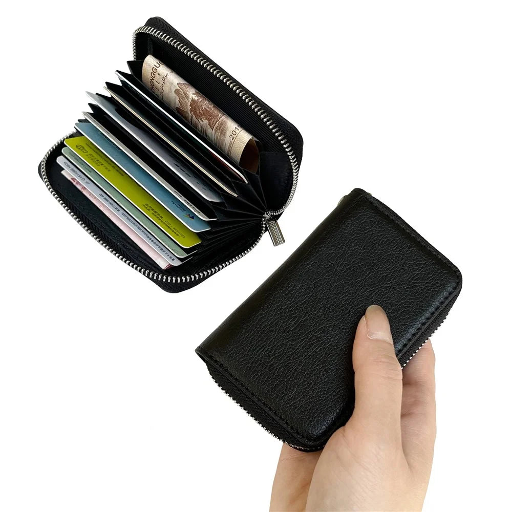 For iPhone 17 Pro Max Case Detachable Zipper Card Bag PU TPU Kickstand Phone Case with Strap - Black - 5