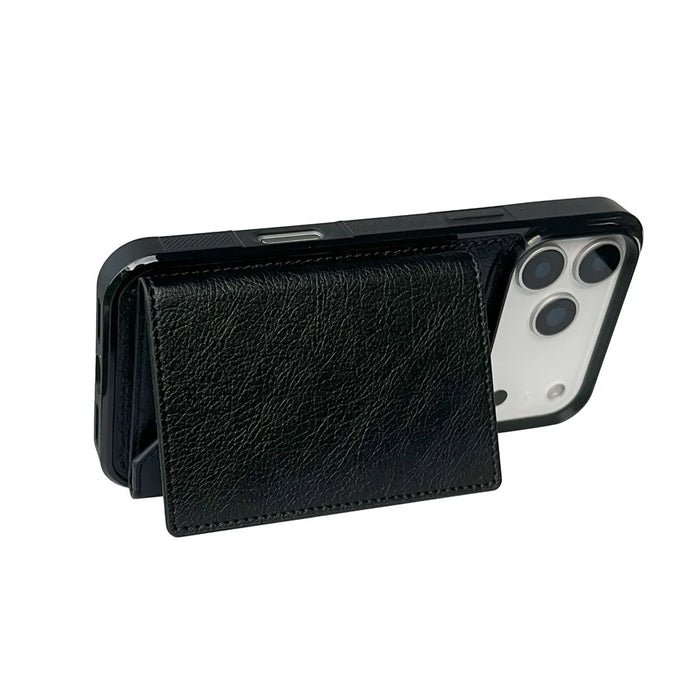 For iPhone 17 Pro Max Case Card Bag Kickstand TPU + PU Phone Cover - Black - 5