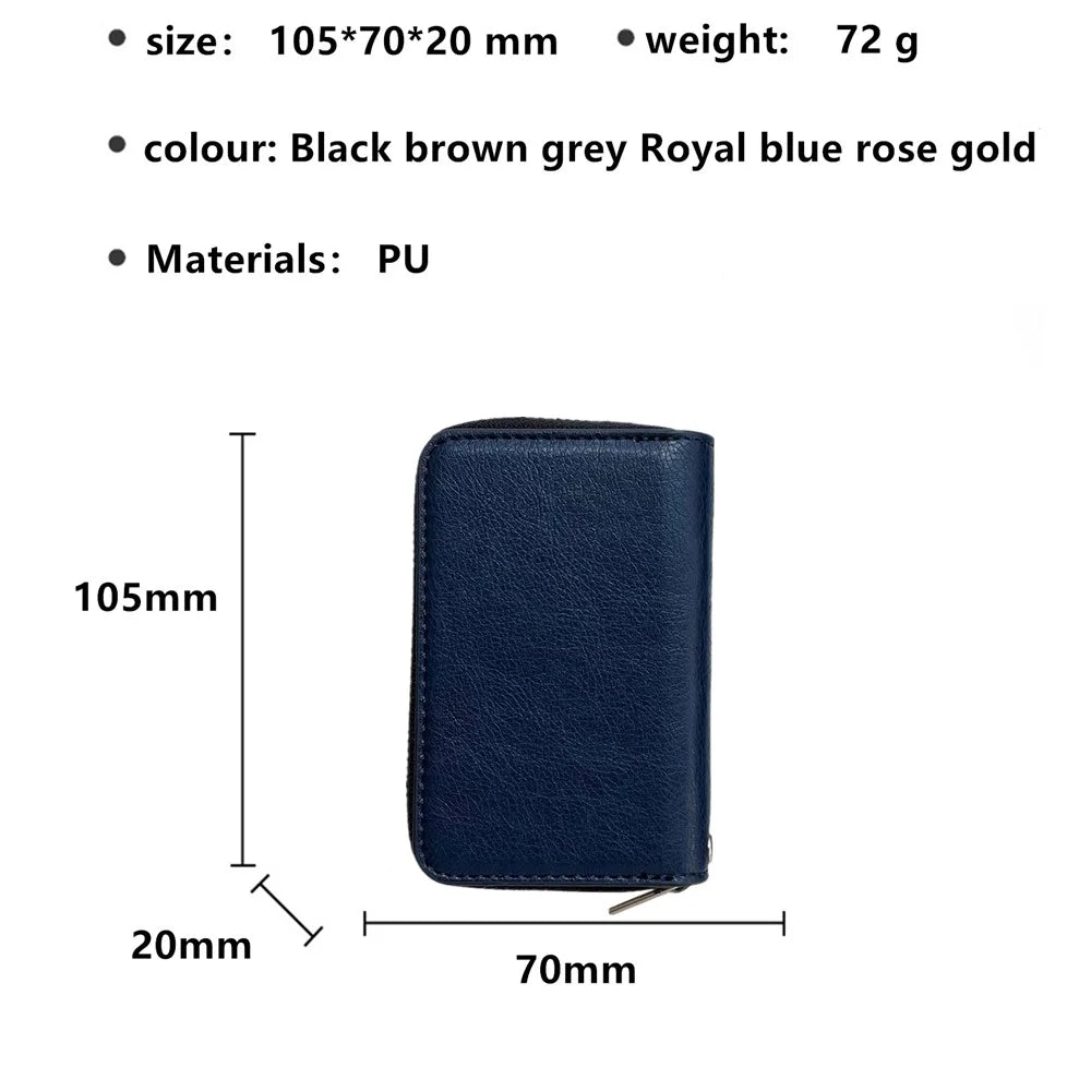 For iPhone 17 Case Detachable Zipper Card Bag PU TPU Kickstand Phone Case with Strap - Sapphire - 7