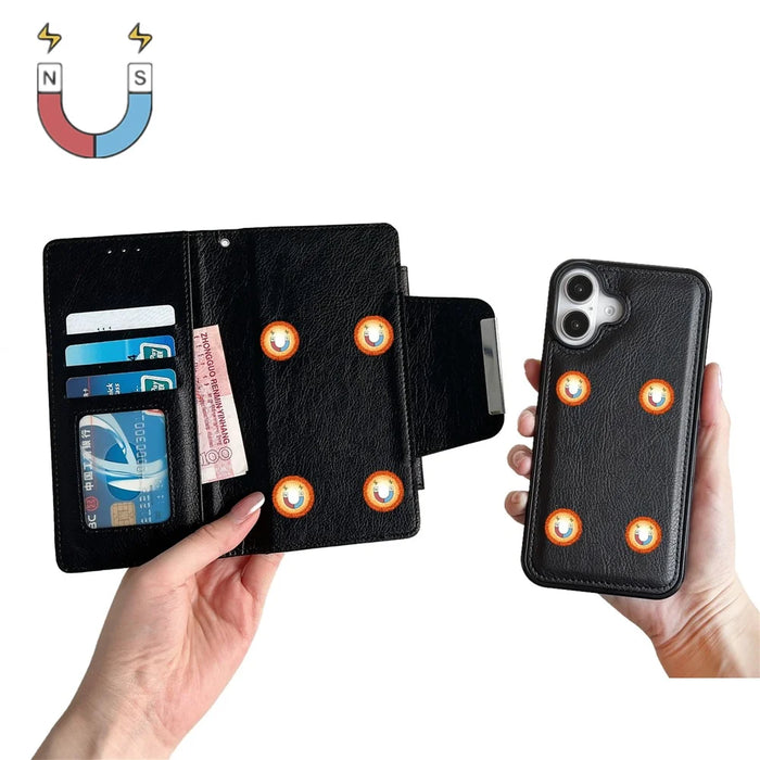 For iPhone 17 Case Detachable 2 in 1 Magnetic Closure PU Leather Wallet Phone Case - Black - 2