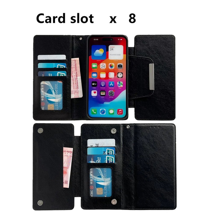 For iPhone 17 Case Detachable 2 in 1 Magnetic Closure PU Leather Wallet Phone Case - Black - 3