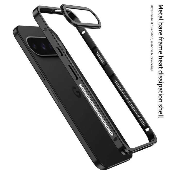 For Google Pixel 10 Pro XL Bumper Cases Metal Frame Heat Dissipation Cover with Lens Protector - Black - 3