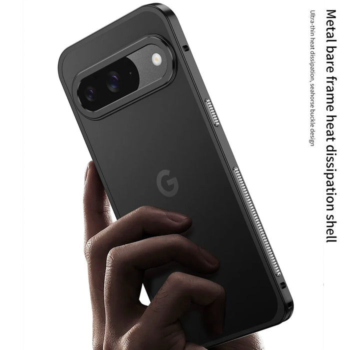 For Google Pixel 10 / 10 Pro Bumper Cases Metal Frame Heat Dissipation Cover with Lens Protector - Black - 4