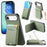 For iPhone Air Case Cloth Texture Leather + PC + TPU Phone Cover with Card Holder Kickstand - Green - 1