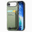 For iPhone Air Case Cloth Texture Leather + PC + TPU Phone Cover with Card Holder Kickstand - Green - 5