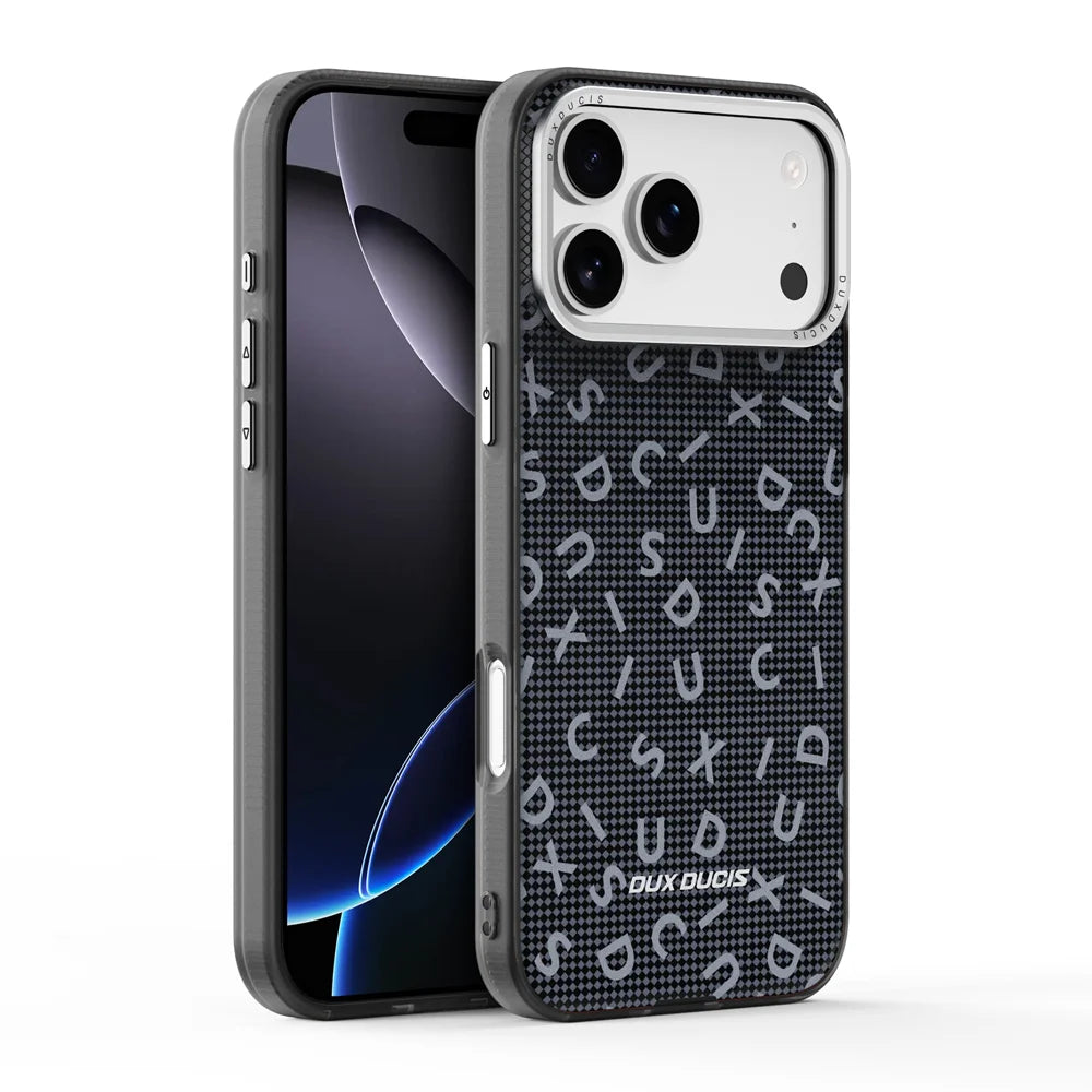 DUX DUCIS For iPhone 17 Pro Case  Moro Series Compatible with MagSafe UV Pattern Leather + PC + TPU Phone Cover - Black - 1
