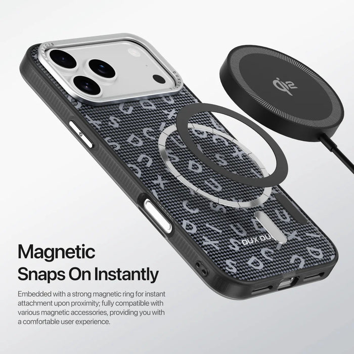 DUX DUCIS For iPhone 17 Pro Case  Moro Series Compatible with MagSafe UV Pattern Leather + PC + TPU Phone Cover - Black - 4