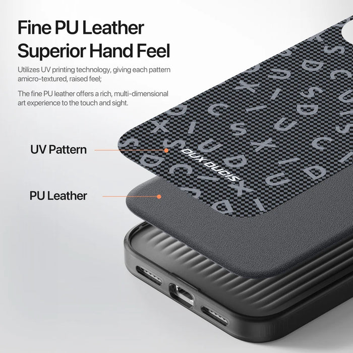 DUX DUCIS For iPhone 17 Pro Case  Moro Series Compatible with MagSafe UV Pattern Leather + PC + TPU Phone Cover - Black - 5