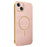 For iPhone 14 Plus Phone Case Carbon Fiber Textured Electroplated TPU Back Cover - Pink - 1