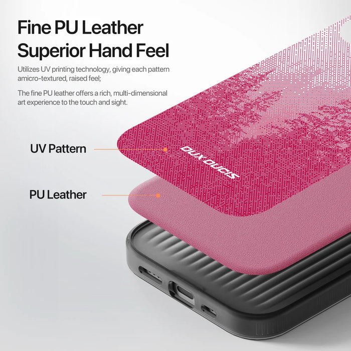 DUX DUCIS For iPhone 17 Case  Moro Series Compatible with MagSafe UV Pattern Leather + PC + TPU Phone Cover - Red - 5