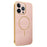 For iPhone 13 Pro Phone Case Carbon Fiber Textured Electroplated TPU Back Cover - Pink - 1