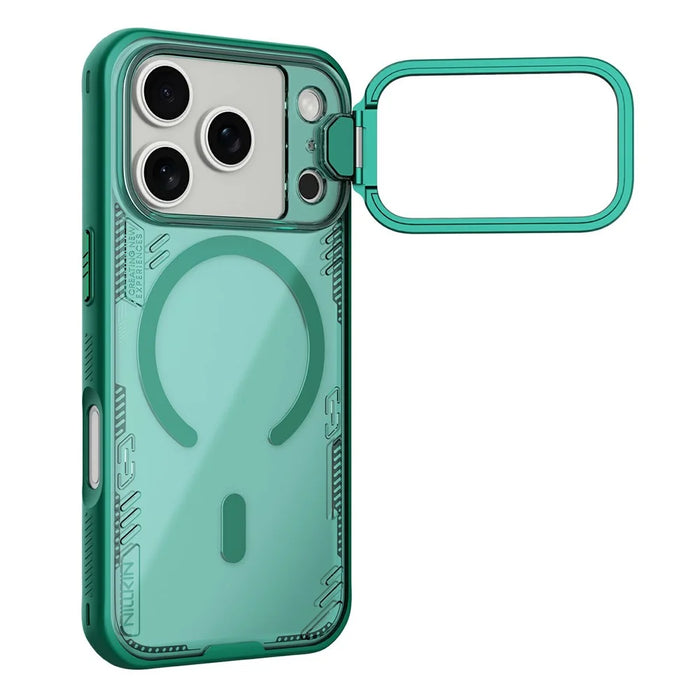 NILLKIN Iceblade CamProp For iPhone 18 Pro / 17 Pro Magnetic Case Clear Lens Lid Kickstand PC TPU Phone Cover - Green - 1