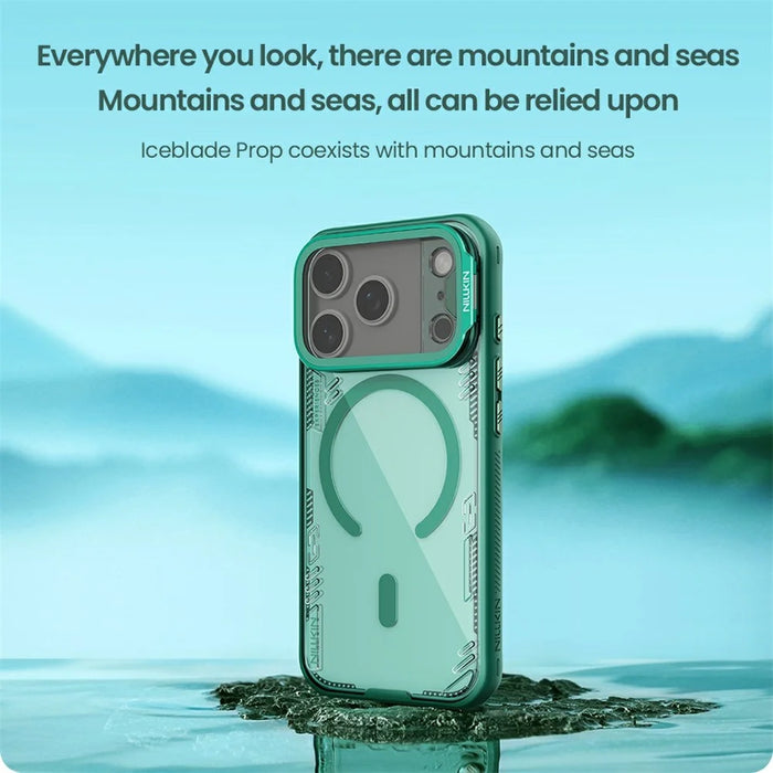 NILLKIN Iceblade CamProp For iPhone 18 Pro / 17 Pro Magnetic Case Clear Lens Lid Kickstand PC TPU Phone Cover - Green - 6