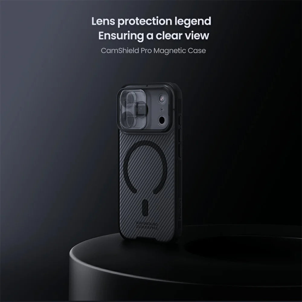 NILLKIN Camshield Pro Magnetic Series For iPhone 18 Pro / 17 Pro Case TPU + PC Clear Black Phone Cover with Camera Slider - 6