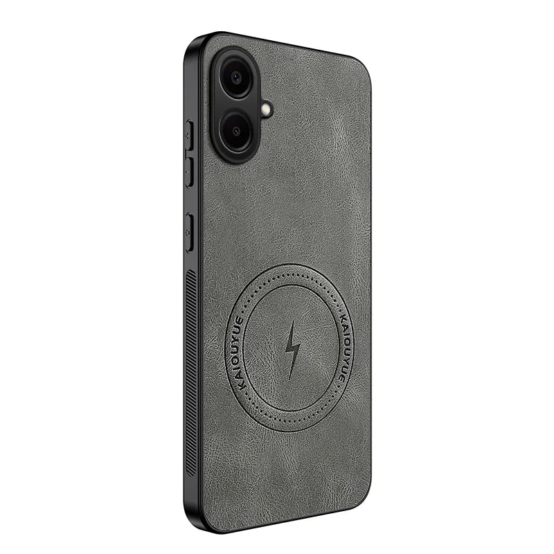 WANLONFENG For Samsung Galaxy A08 4G / A07 4G Magnetic Case  SD1 Series Nappa Texture PC TPU Phone Cover - Grey - 1