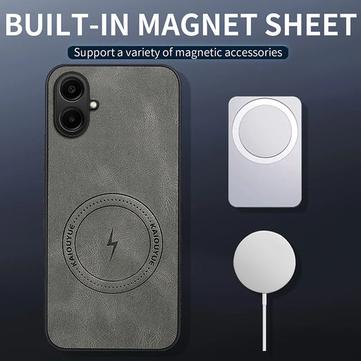 WANLONFENG For Samsung Galaxy A08 4G / A07 4G Magnetic Case  SD1 Series Nappa Texture PC TPU Phone Cover - Grey - 2