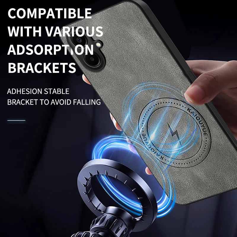 WANLONFENG For Samsung Galaxy A08 4G / A07 4G Magnetic Case  SD1 Series Nappa Texture PC TPU Phone Cover - Grey - 6