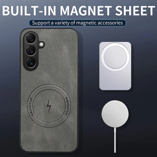 WANLONFENG For Samsung Galaxy A17 5G / A17 4G Magnetic Case  SD1 Series Nappa Texture PC TPU Phone Cover - Grey - 2