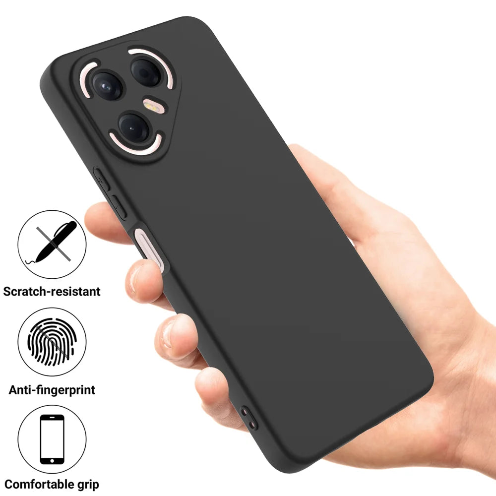 For TECNO Pova 7 Ultra 5G Liquid Silicone Case Phone Back Cover with Hand Strap - Black - 2