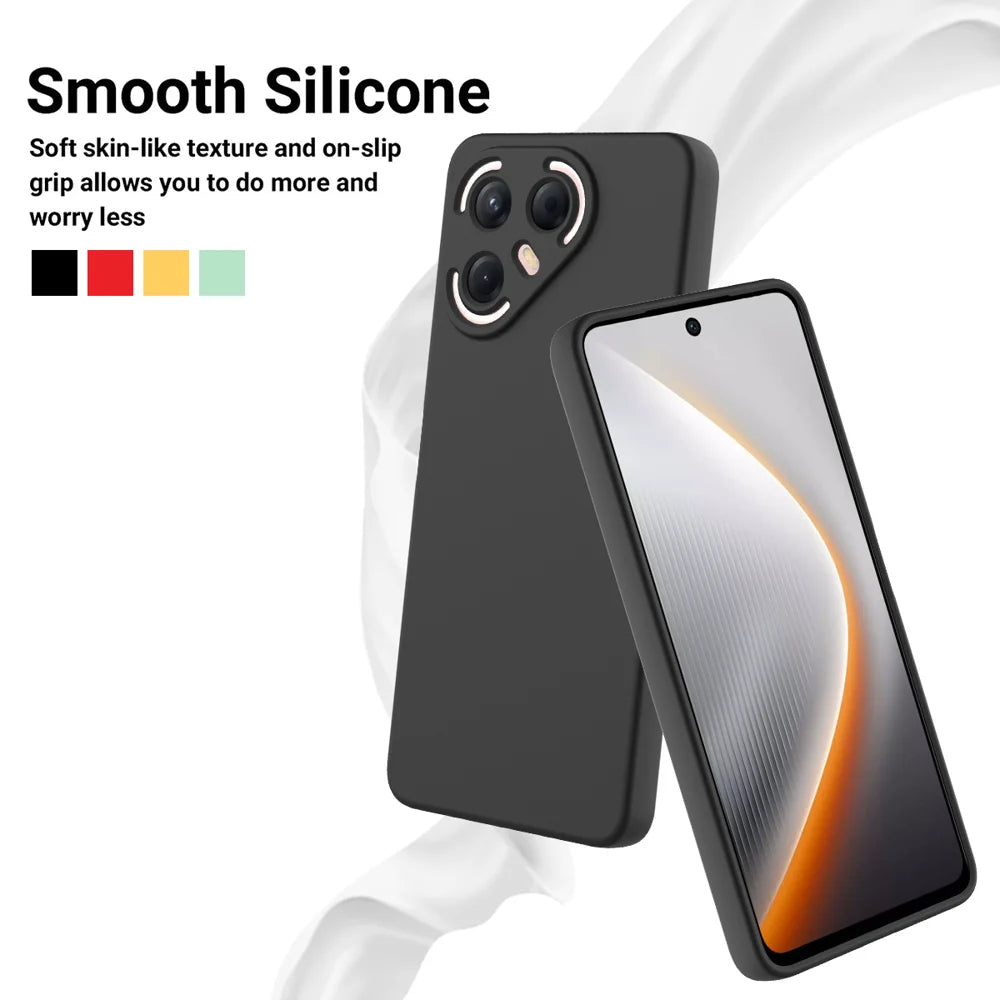 For TECNO Pova 7 Ultra 5G Liquid Silicone Case Phone Back Cover with Hand Strap - Black - 3