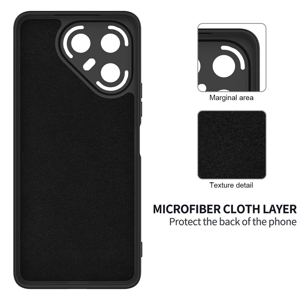 For TECNO Pova 7 Ultra 5G Liquid Silicone Case Phone Back Cover with Hand Strap - Black - 6