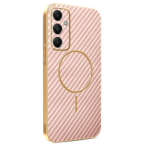 For Samsung Galaxy A05s 4G Phone Case Carbon Fiber Textured Electroplated TPU Back Cover - Pink - 1