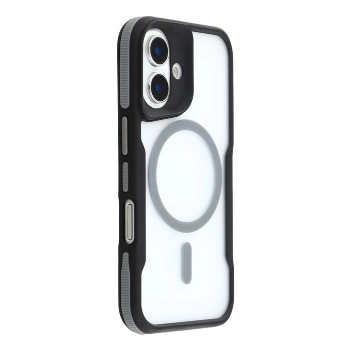 For iPhone 16 Magnetic Case Skin-Touch TPU + PC Shockproof Phone Back Cover - Grey - 1