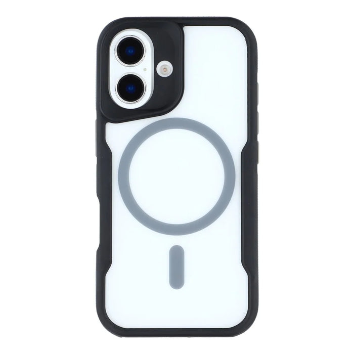 For iPhone 16 Magnetic Case Skin-Touch TPU + PC Shockproof Phone Back Cover - Grey - 3
