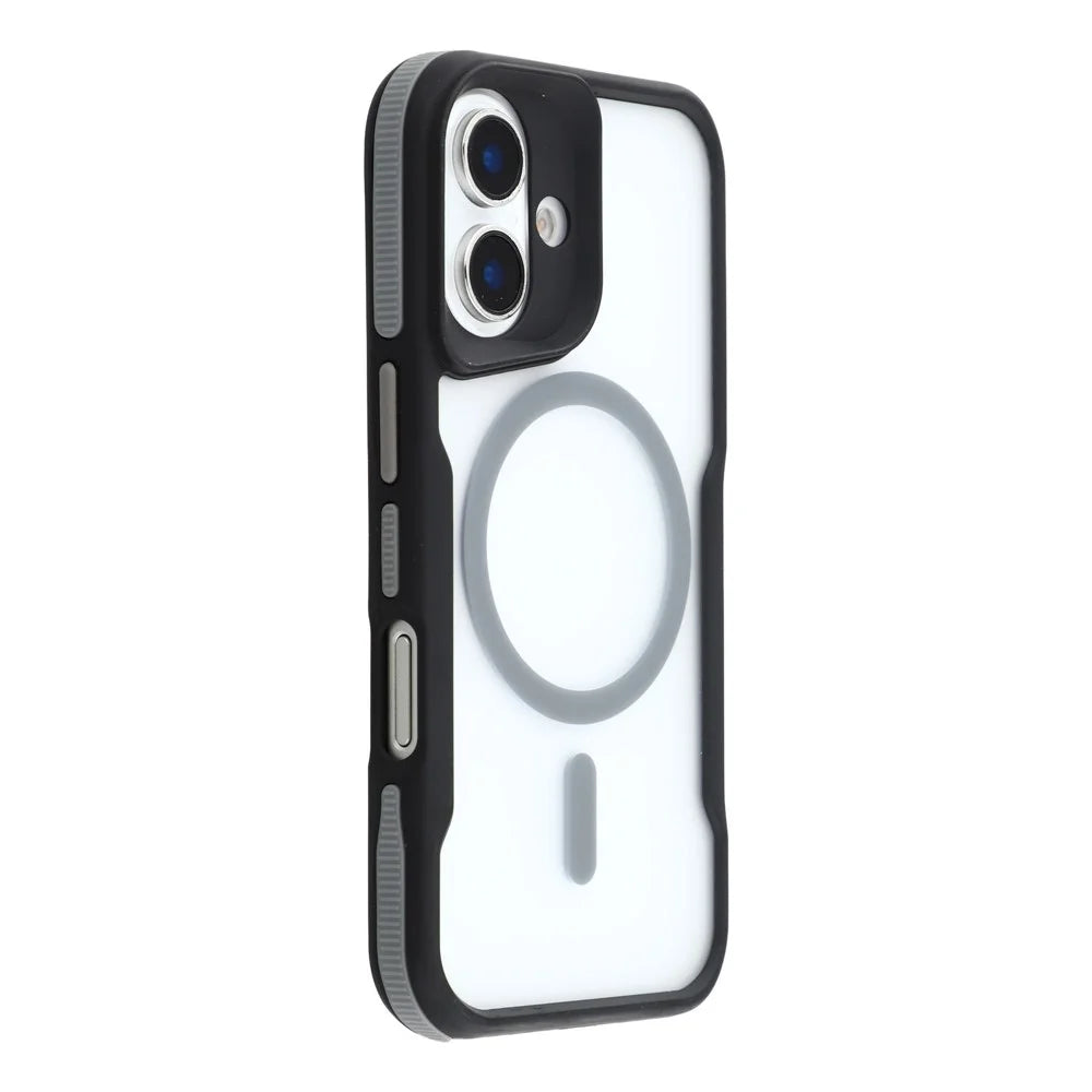 For iPhone 16 Plus Magnetic Case Skin-Touch TPU + PC Shockproof Phone Back Cover - Grey - 1