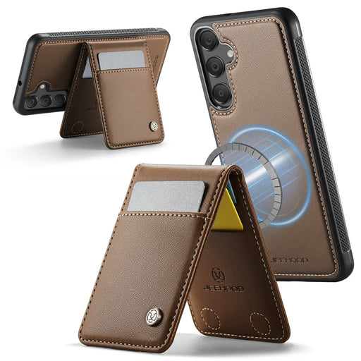 JEEHOOD For Samsung Galaxy A16 5G / Galaxy A16 4G Leather Back Cover Magnetic Case  J06 Phone Case with Card Bag RFID Blocking - Brown - 2