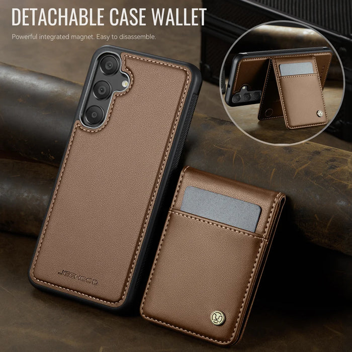 JEEHOOD For Samsung Galaxy A16 5G / Galaxy A16 4G Leather Back Cover Magnetic Case  J06 Phone Case with Card Bag RFID Blocking - Brown - 4