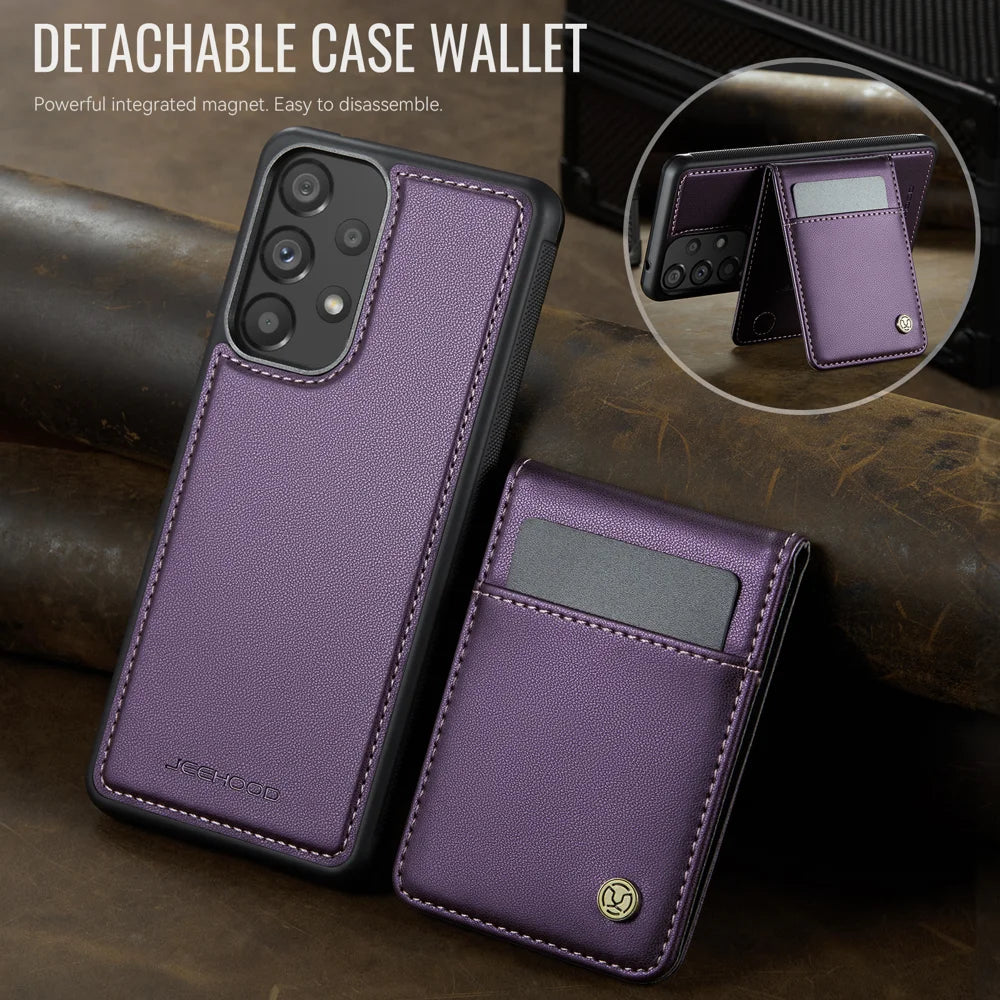 JEEHOOD For Samsung Galaxy A52 5G / Galaxy A52s 5G / Galaxy A52 4G Leather Back Cover Magnetic Case  J06 Phone Case with Card Bag RFID Blocking - Purple - 4